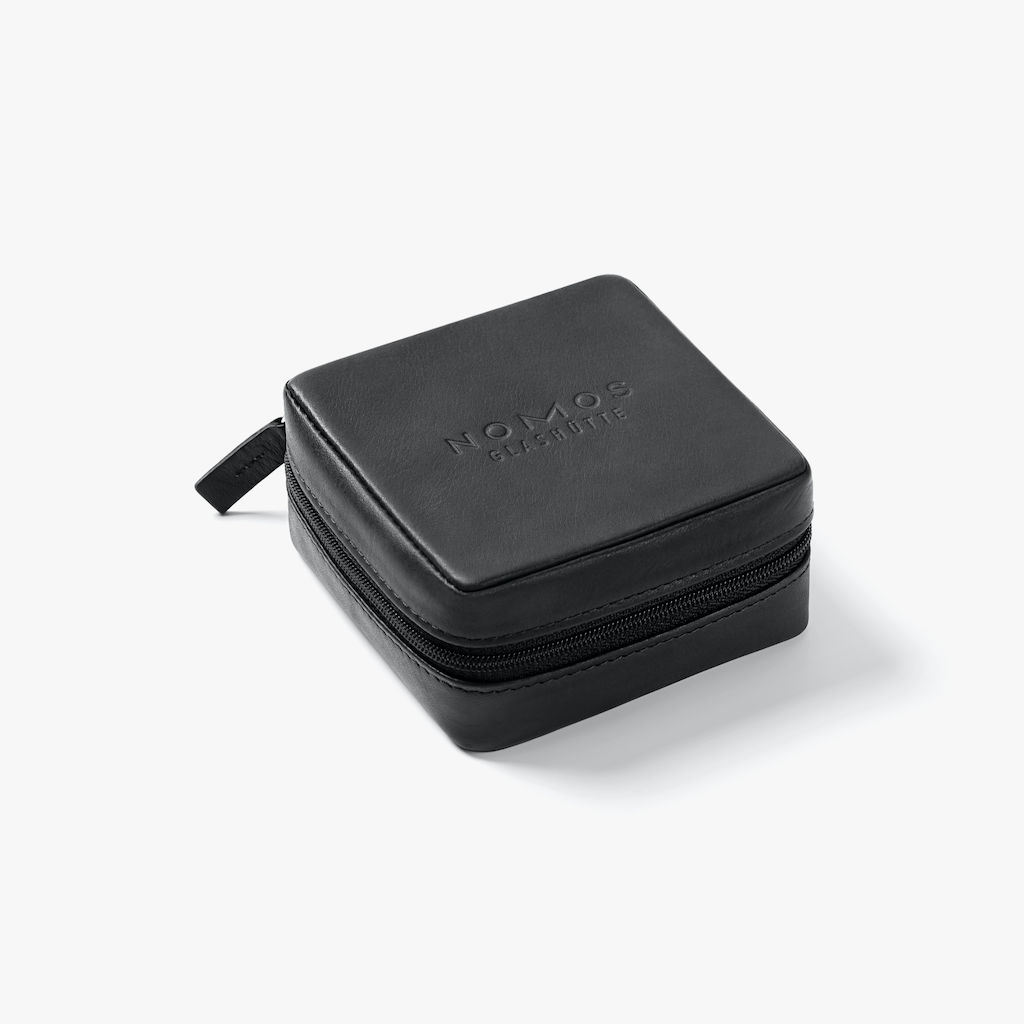Coffret à montre carré en cuir noir
