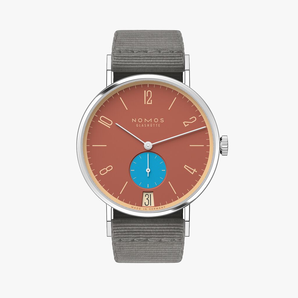 Tangente 38 date Ziegelblau